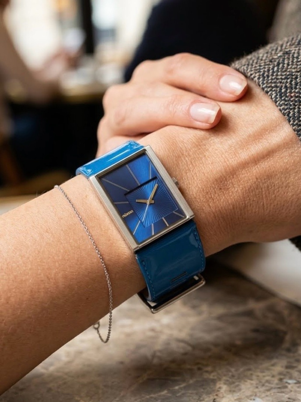 Vintage Nixon ‘’The Motif’’ Blue Cuff Watch - Rare Y2K Style
